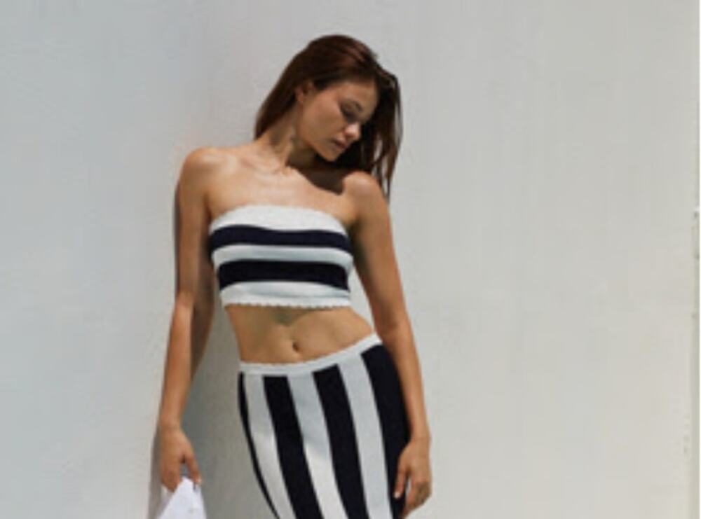Anthropologie The Mandy Striped Strapless Top - Size XL